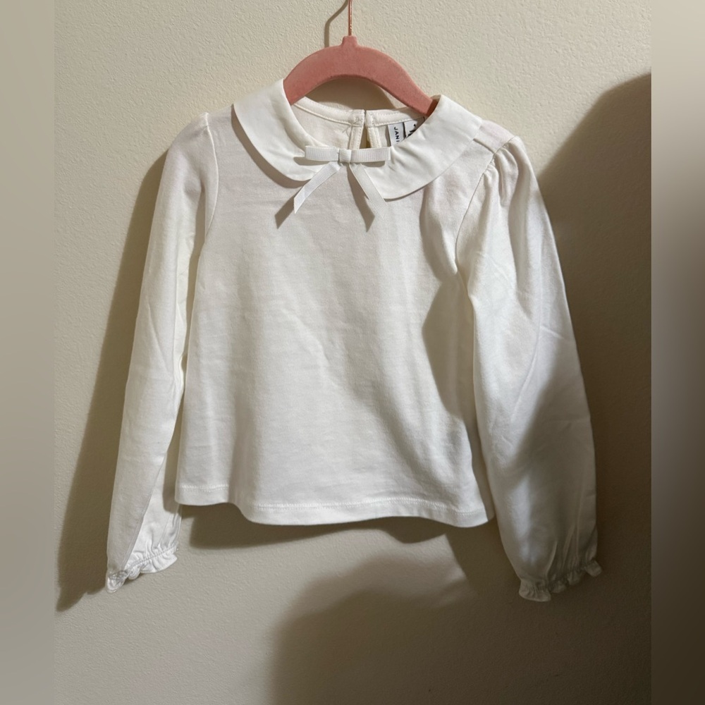 Janie and Jack Cream Peter Pan Collar Long Sleeve Top